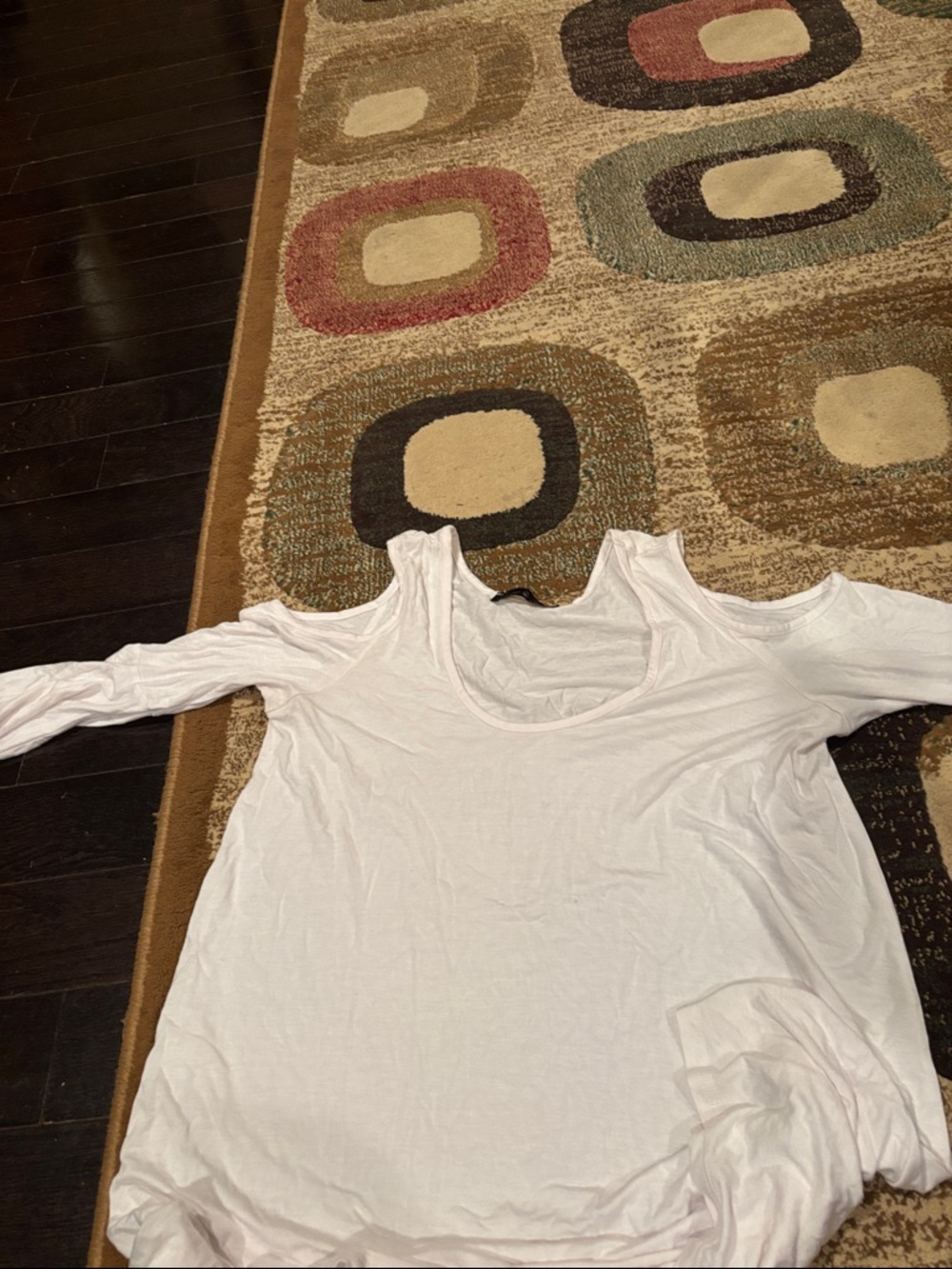 Women's White Cold-Shoulder Long Sleeve Scoop Neck Top